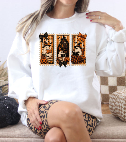 Spooky Stamp Ghost Crewneck Sweatshirt