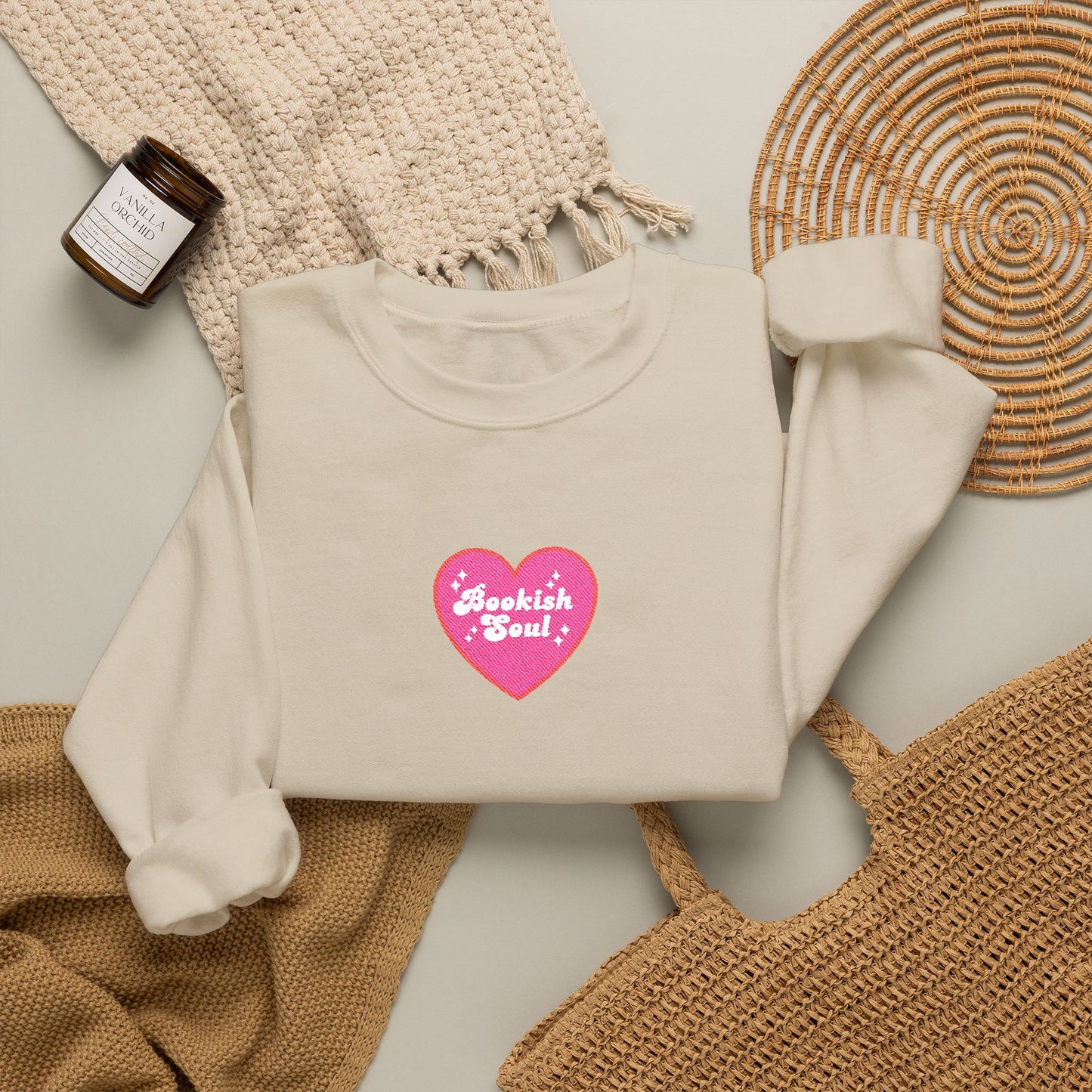 Bookish Soul Embroidered Crewneck Sweatshirt