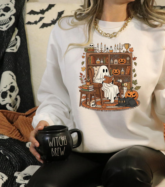 Ghostly Reading Nook Crewneck Sweatshirt