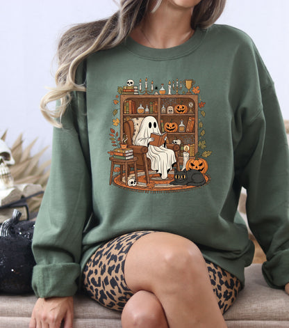 Ghostly Reading Nook Crewneck Sweatshirt
