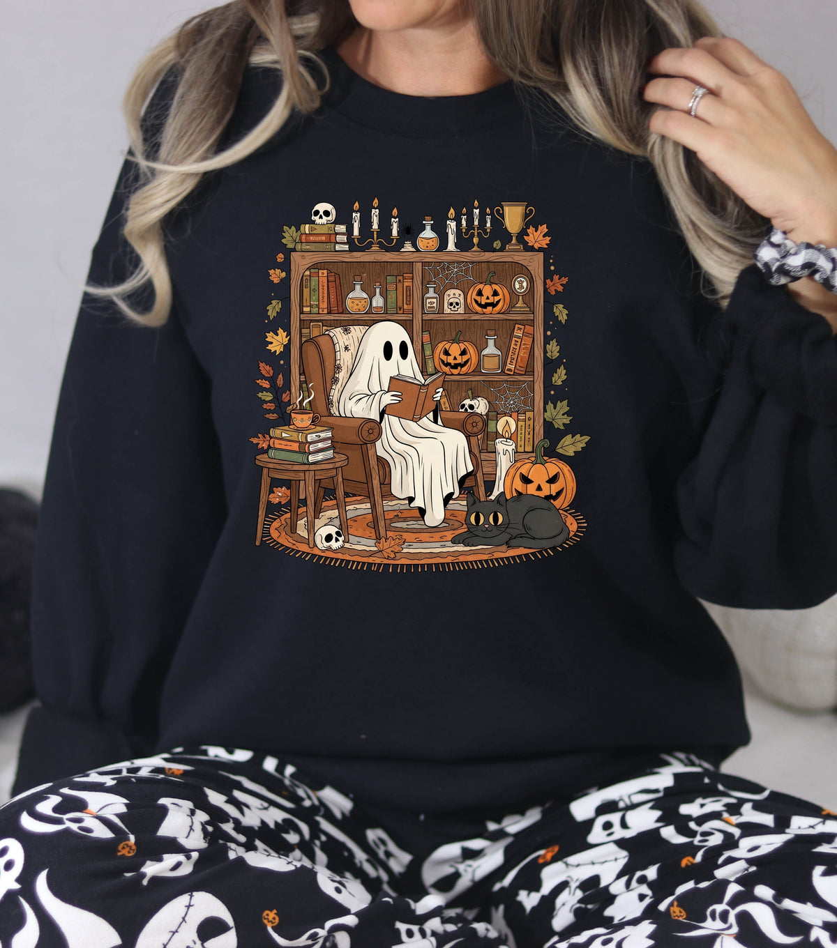 Ghostly Reading Nook Crewneck Sweatshirt