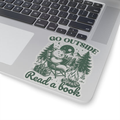 Go Outside, Read a Book Bear Sticker