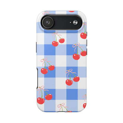 Blue Checkered Cherry Phone Case