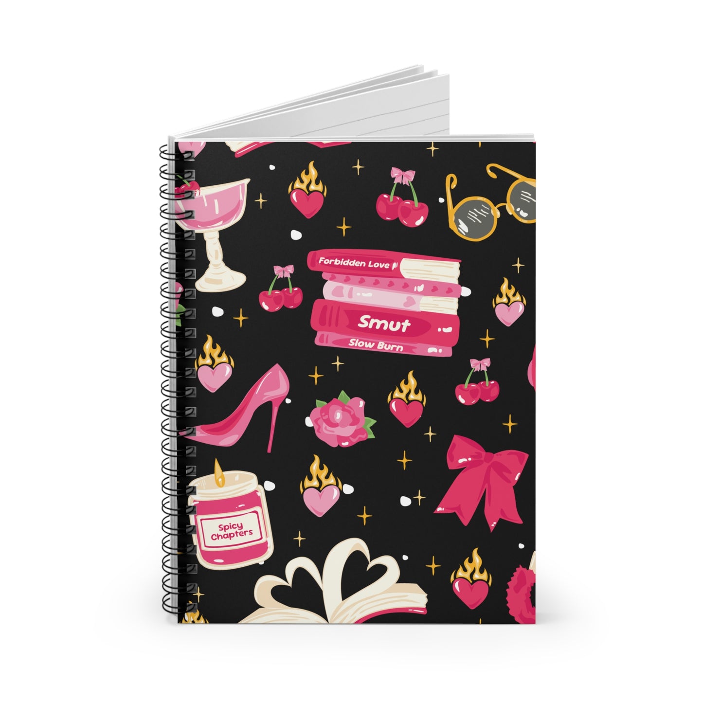 Spicy Chapters Bookish Spiral Notebook-Black