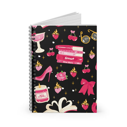 Spicy Chapters Bookish Spiral Notebook-Black