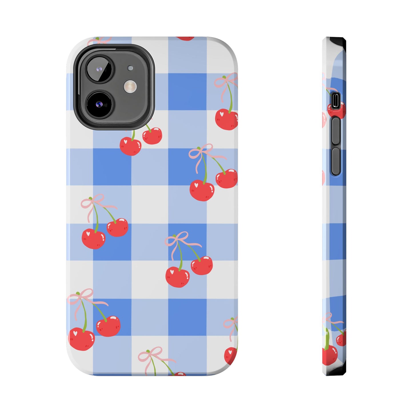 Blue Checkered Cherry Phone Case