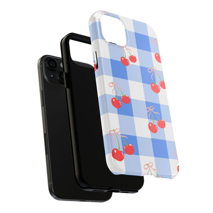 Blue Checkered Cherry Phone Case
