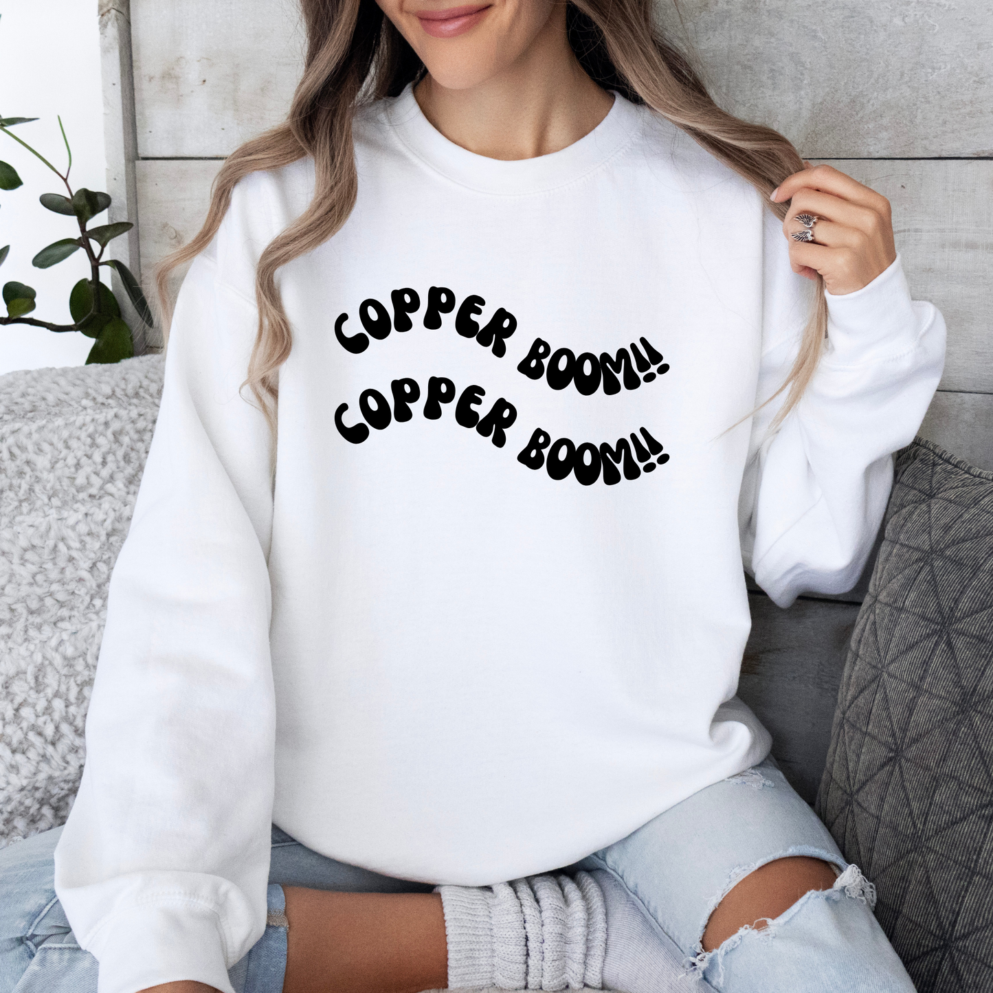 Copper Boom!! Crewneck Sweatshirt-Gilmore Girls Apparel