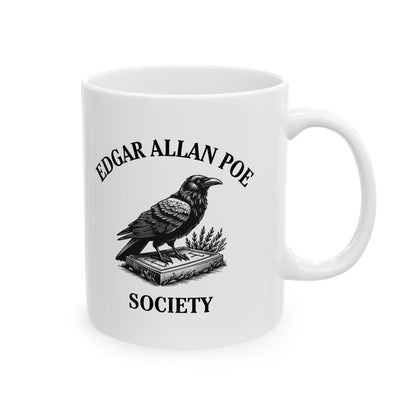 Edgar Allan Poe Raven Ceramic Mug —Raven Reader Mug – Books + Sips Collection
