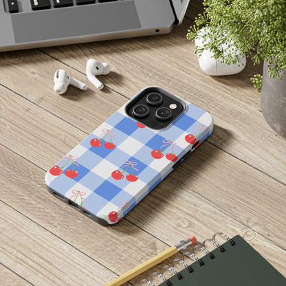 Blue Checkered Cherry Phone Case