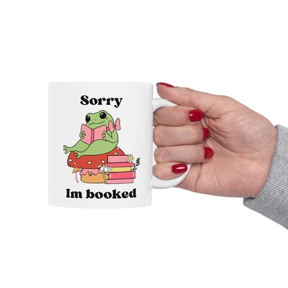 Sorry I'm Booked Ceramic Mug-Cozy Cute Bookish Cup