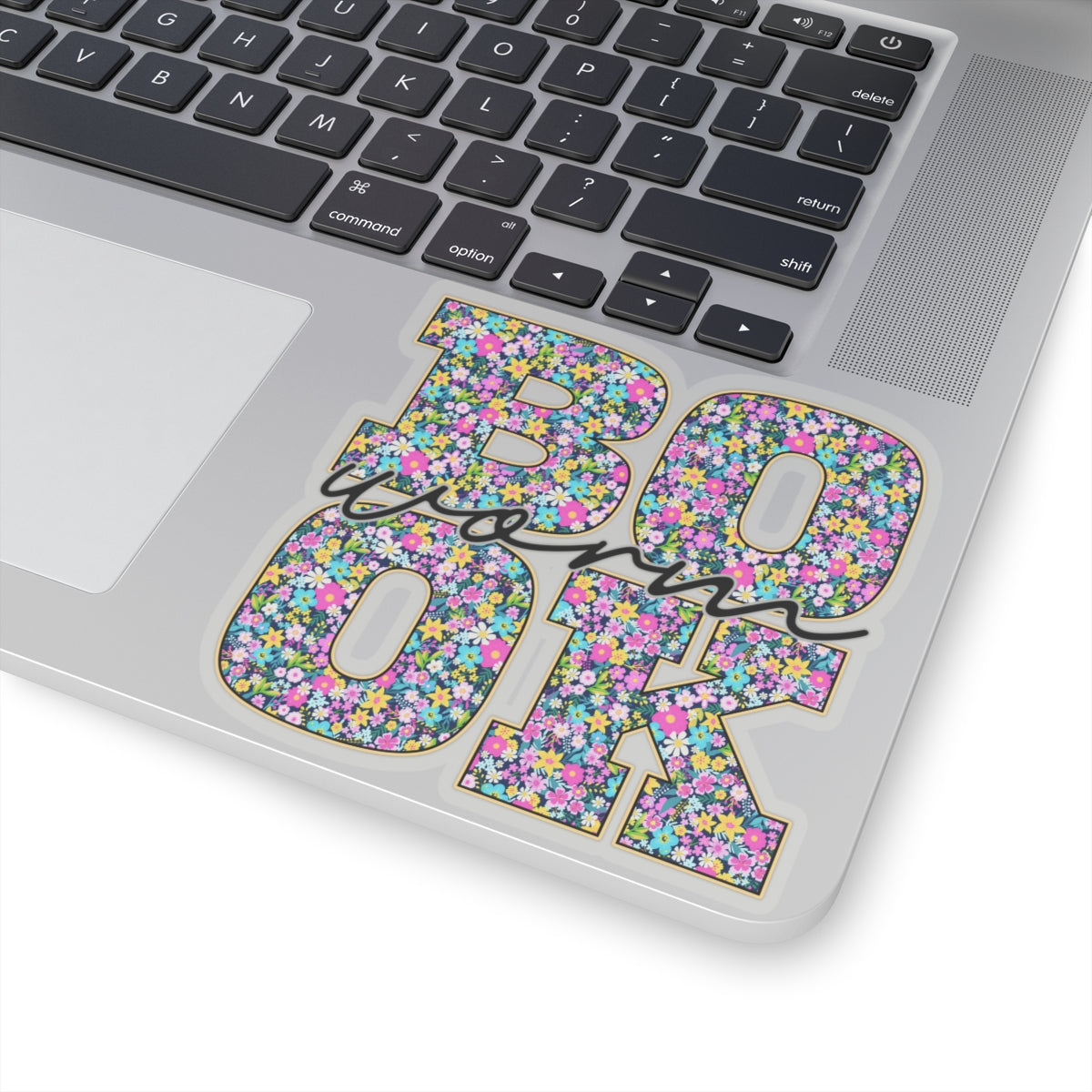 Floral Book Worm Sticker