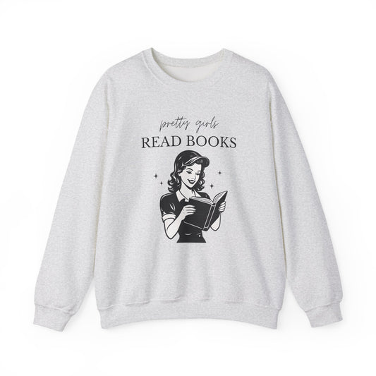 Pretty Girls Read Books Vintage Reader Crewneck Sweatshirt