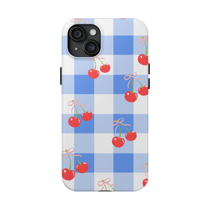 Blue Checkered Cherry Phone Case