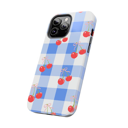 Blue Checkered Cherry Phone Case