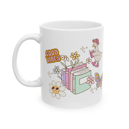 Good Vibes Ceramic Mug - Positive Coffee Bookish Cup