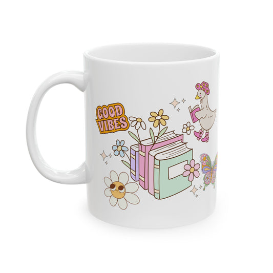 Good Vibes Ceramic Mug - Positive Coffee Bookish Cup