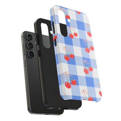 Blue Checkered Cherry Phone Case