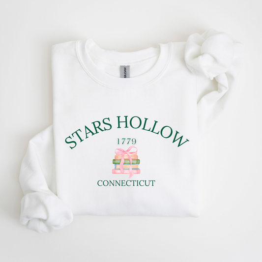 Stars Hollow Ribbon Bookstack Crewneck Sweatshirt -Cozy Gilmore Girls Apparel