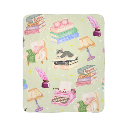 Cozy Reader Sherpa Fleece Blanket-Green