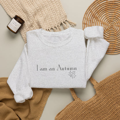 I Am an Autumn Embroidered Crewneck Sweatshirt Black🍂