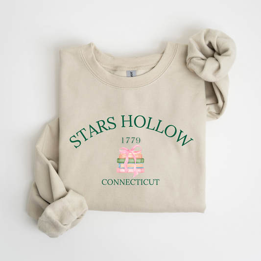 Stars Hollow Ribbon Bookstack Crewneck Sweatshirt -Cozy Gilmore Girls Apparel