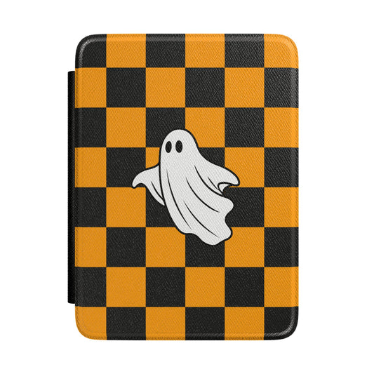 Ghostly Halloween Checkerboard Kindle Case