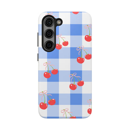 Blue Checkered Cherry Phone Case