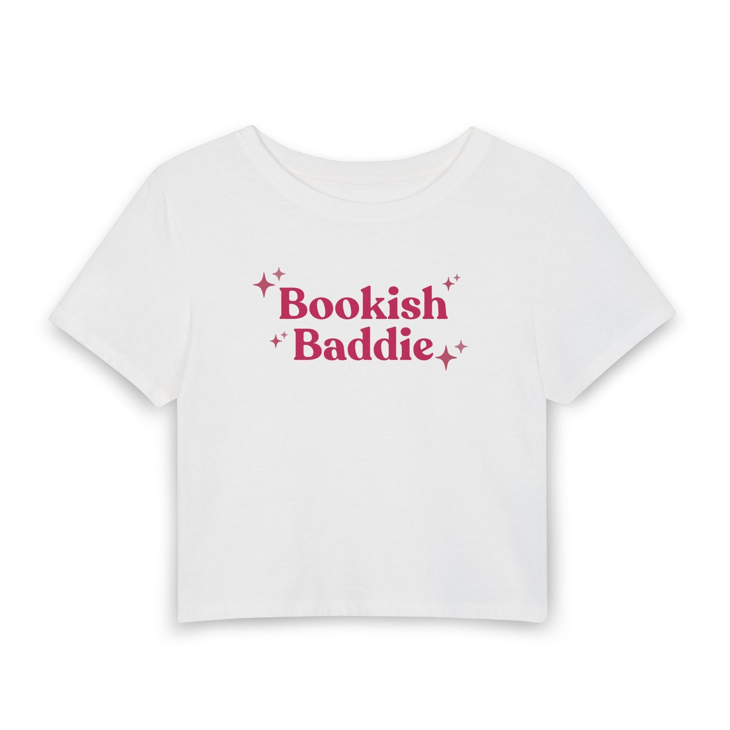 Bookish Baddie Cropped Tee-Pink