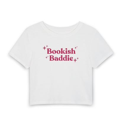 Bookish Baddie Cropped Tee-Pink