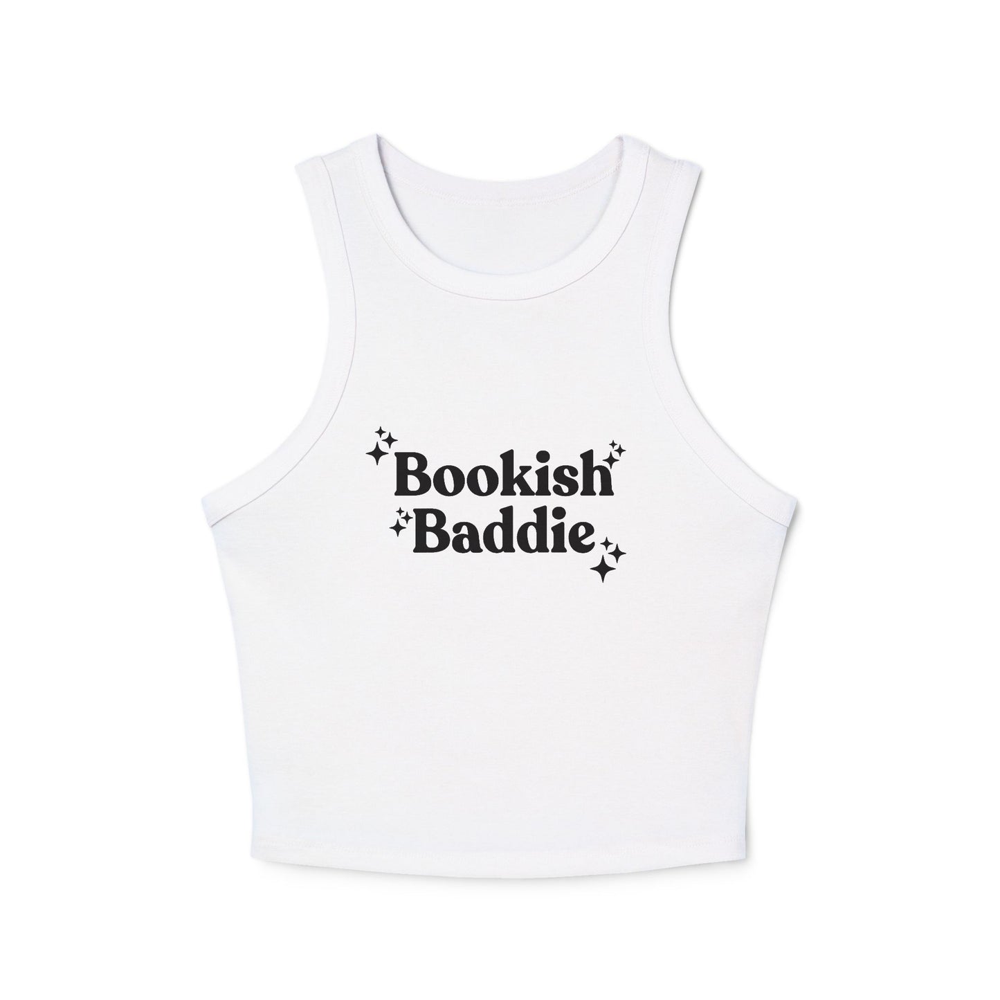 Bookish Baddie Rib Racer Tank Top-Black Font