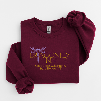 Dragonfly Inn Crewneck Sweatshirt-Cozy Coffee Charm for Stars Hollow Fans