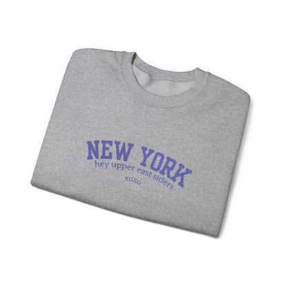 New York Upper East Side Embroidered Crewneck Sweatshirt-Blue Font