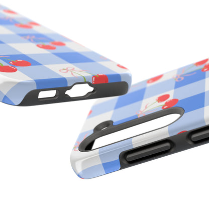 Blue Checkered Cherry Phone Case