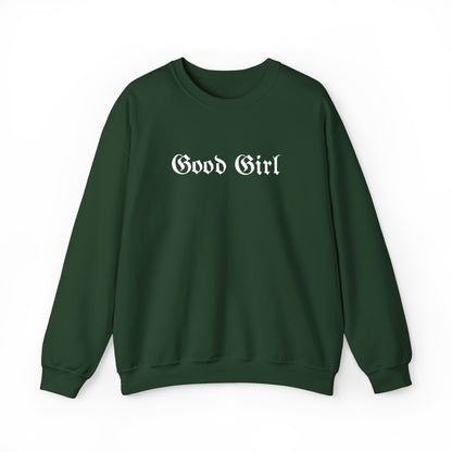Good Girl Embroidered Crewneck Sweatshirt-White Font