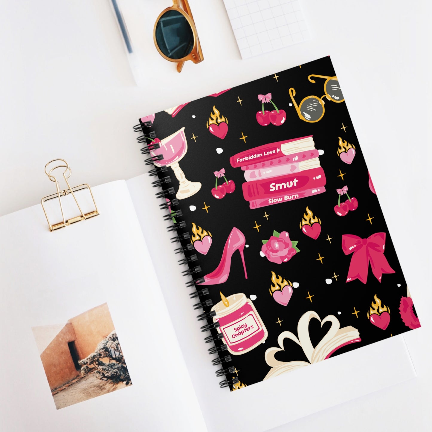 Spicy Chapters Bookish Spiral Notebook-Black