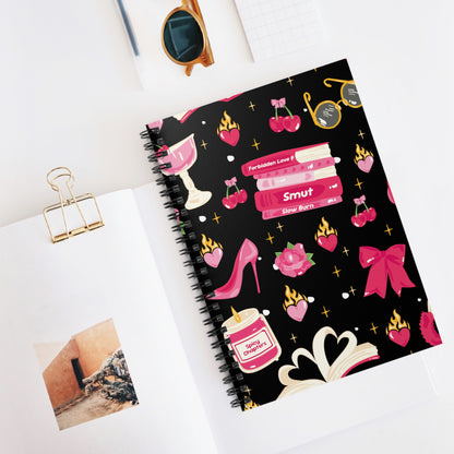 Spicy Chapters Bookish Spiral Notebook-Black