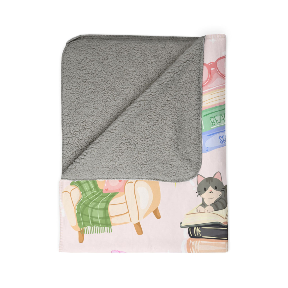 Cozy Reader Sherpa Fleece Blanket-Pink