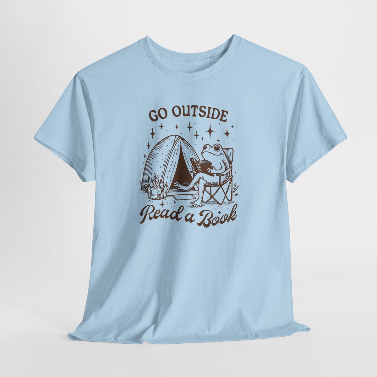 Go Outside, Read a Book Tee-Frog Bookish T-Shirt
