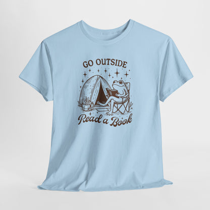 Go Outside, Read a Book Tee-Frog Bookish T-Shirt