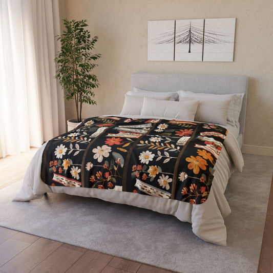 Floral Bookshelf Sherpa Fleece Blanket