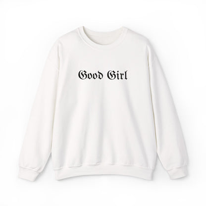 Good Girl Embroidered Crewneck Sweatshirt-Black Font