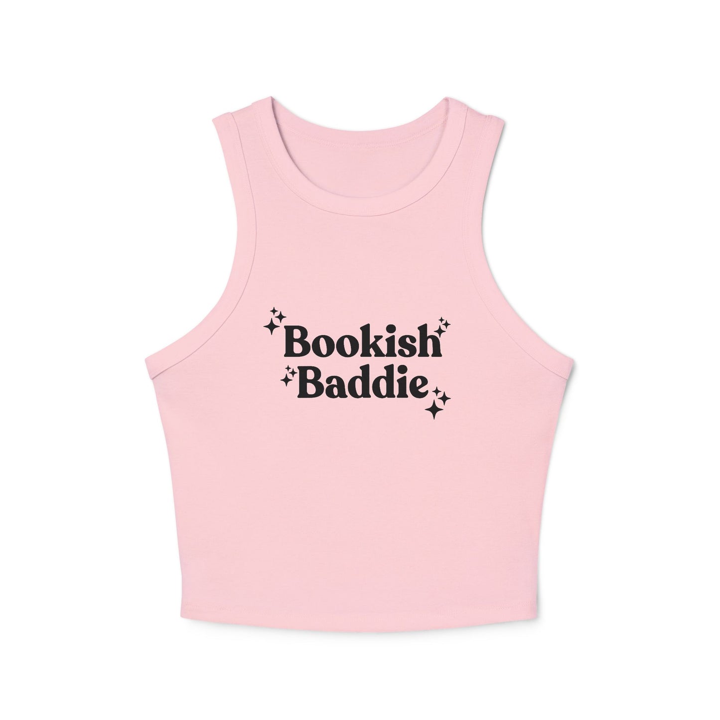 Bookish Baddie Rib Racer Tank Top-Black Font