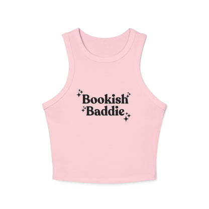 Bookish Baddie Rib Racer Tank Top-Black Font