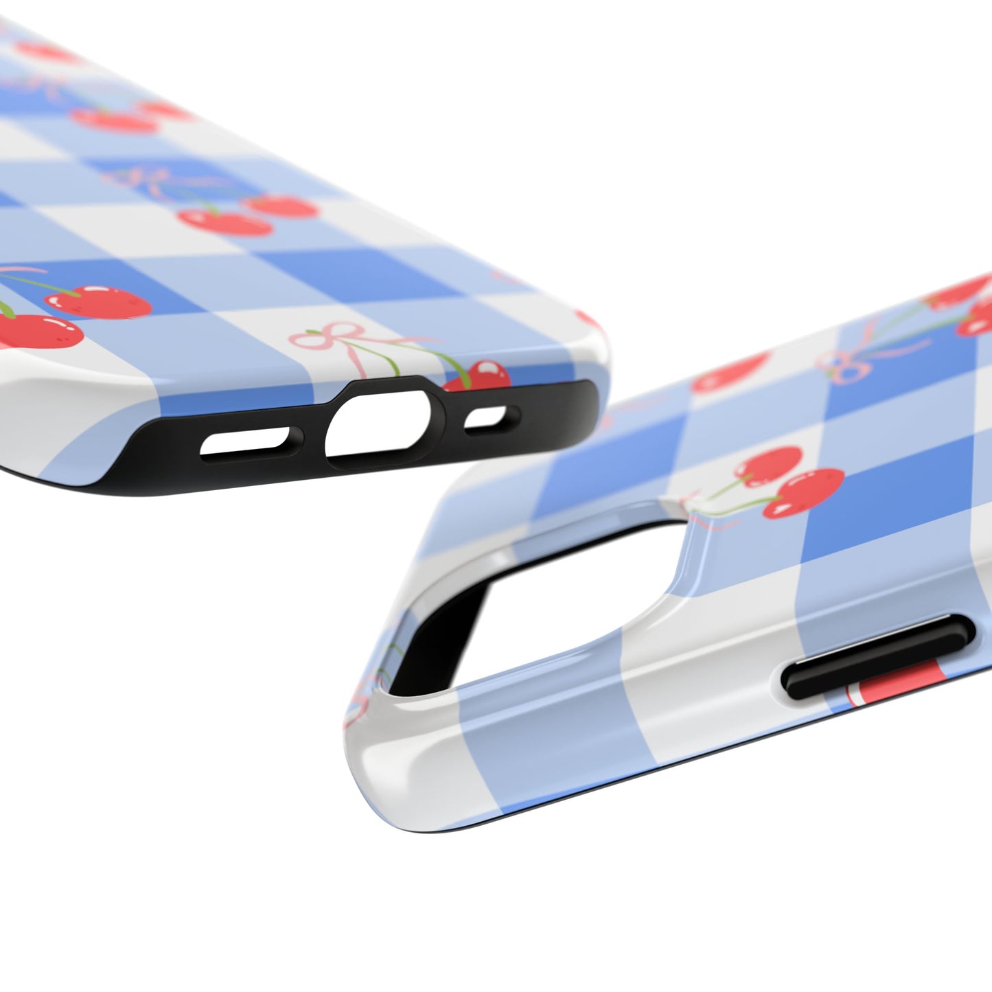 Blue Checkered Cherry Phone Case