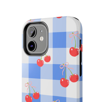 Blue Checkered Cherry Phone Case