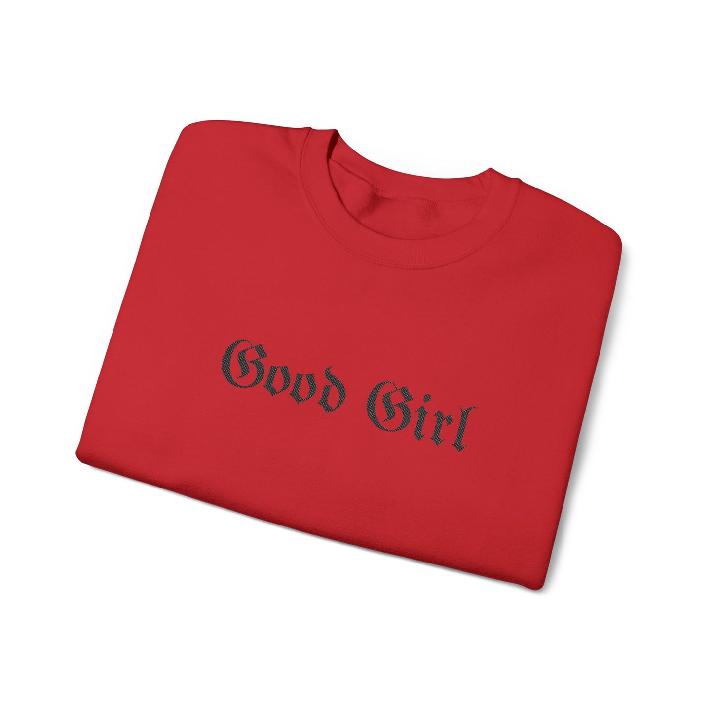 Good Girl Embroidered Crewneck Sweatshirt-Black Font