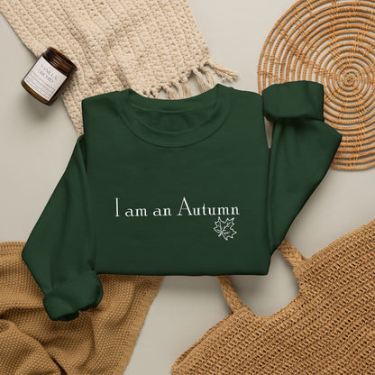 I Am an Autumn Embroidered Crewneck Sweatshirt White🍂