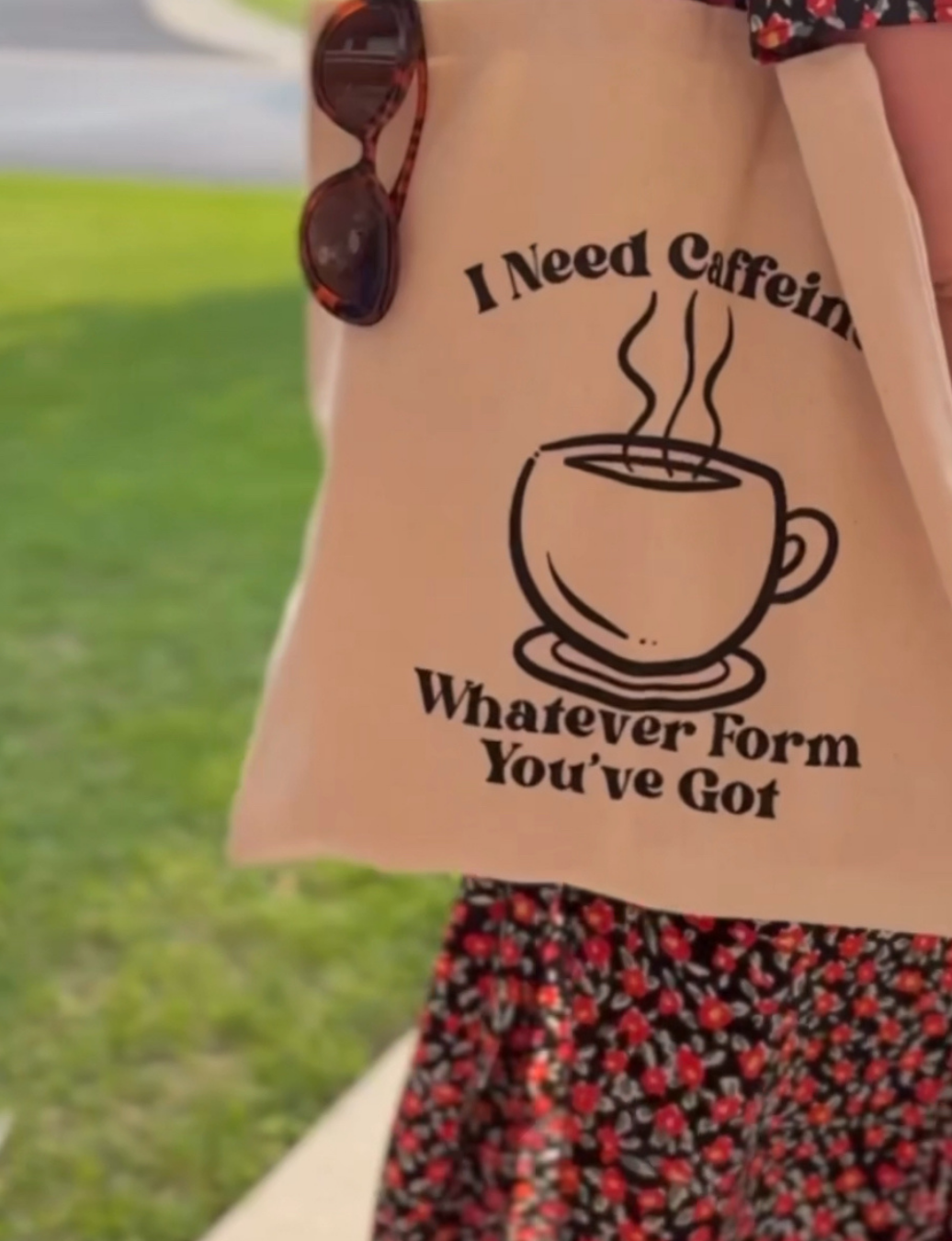 I Need Caffeine Cotton Canvas Tote Bag - Perfect Gift for Coffee Lovers