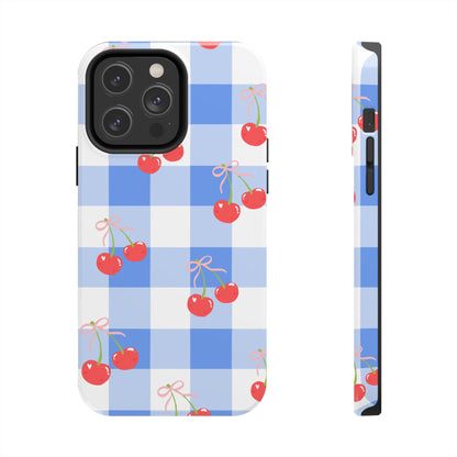 Blue Checkered Cherry Phone Case